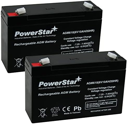 PowerStar2 Pack - 6V 10Ah UB6120 UPS Battery Replaces 10ah Enduring 3FM10 T2, 3-FM-10
