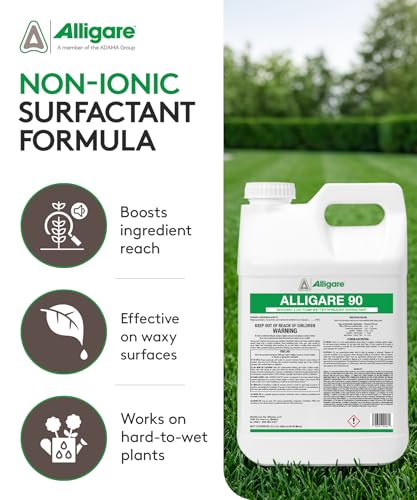 ALLIGARE 90 Nonionic Surfactant for Enhanced Spray Coverage - Low-Foam Wetting Agent for Herbicides & Insecticides- Versatile Use in Agriculture, Forestry & Aquatic Applications -2.5 Gallons