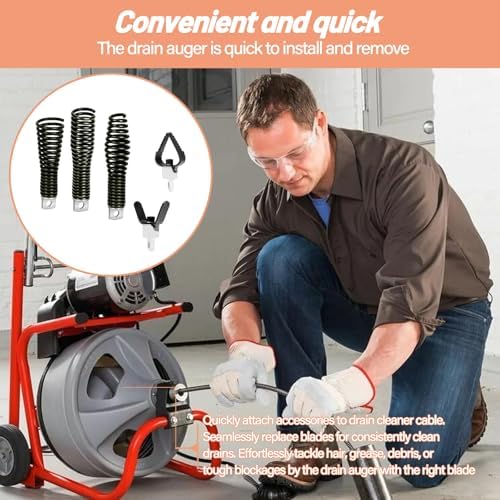 8Pcs Drain Snake Drill Attachment Cutter and Auger Kit Fit for 5/16-inch to 3/4-inch Drain Snake, Used in 50-100FT AC Drain Cleaning Machine