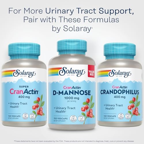 SOLARAY D-Mannose with CranActin Cranberry 400 mg, 60 VegCaps | Urinary Tract & Bladder Support - D-Mannose, CranActin Cranberry & Vitamin C - 30 Servings - Vegan, Lab Verified