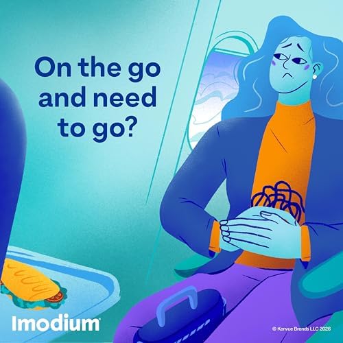 Imodium A-D Diarrhea Relief Caplets, 2mg Loperamide Hydrochloride, 24 Ct | Help Control Symptoms of Diarrhea, Due to Acute Traveler's Diarrhea, for Kids 6+ and Adults