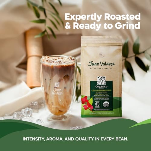 Juan Valdez Organic Whole Bean Coffee - Balanced Roast | 100% Colombian Arabica Beans | 100% Colombian Coffee - Balanced Profile with Moringa &