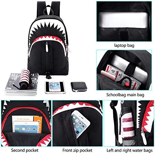 MCWTH Shark Backpacks for Teen Boys, Cool Kids Backpack for School Bookbags (Glow)