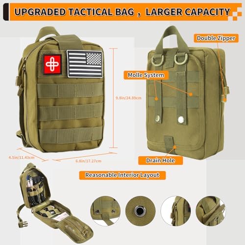 Survival Kit, Gifts for Men Women Teen Boys, 252 pcs Survival Gear and Equipment Mini First Aid Kit for Car Home, Emergency Kit with Molle System for Earthquake, Outdoor Adventure, Car Travel
