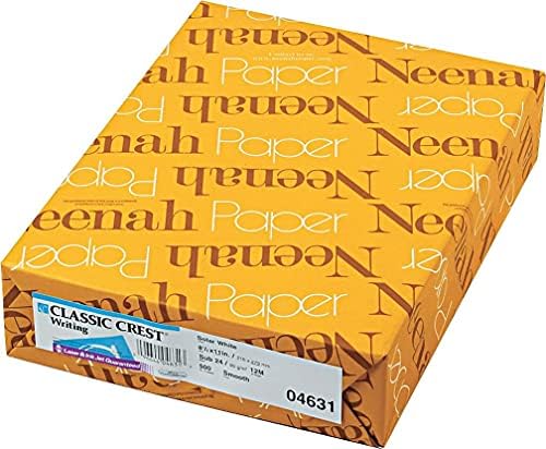 Neenah Paper 04631 CLASSIC CREST Paper, 24lb, 97 Bright, 8 1/2 x 11, Solar White, 500 Sheets