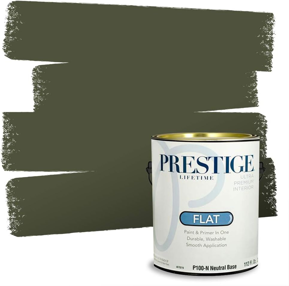PRESTIGE Paints Exterior Paint and Primer In One, 1-Gallon, Flat, Comparable Match of Sherwin Williams* Coastal Plain*