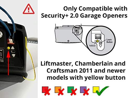LiftMaster 883LMW Wall-Mounted Wired Push Garage Door Opener and Doorbell Button with Light Button - Compatible only with Security+ 2.0 Garage Door