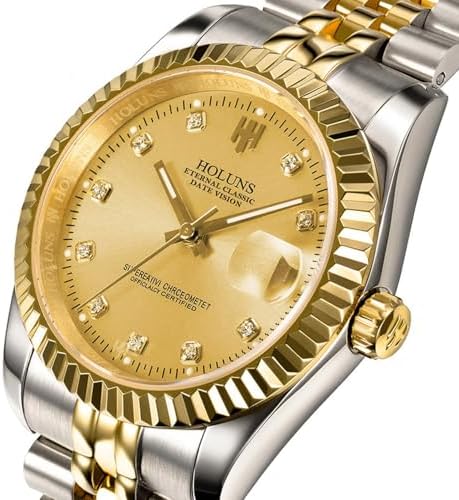 Men's Automatic Watch Gold-Plated 316L Steel Sapphire Crystal | Japanese 8215 automatic movement • Sapphire crystal • 18K gold-plated 316L steel • Date display • Dress and business wear