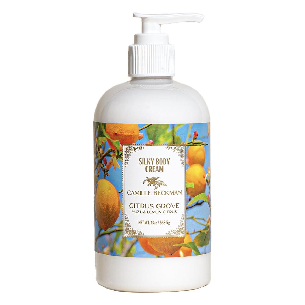Camille Beckman English Lavender Silky Body Cream, Moisturizer, 13 oz | Sweet almond oil, glycerin, aloe & vitamin E; non-greasy vegan formula; fresh lavender scent; for all skin types; USA made