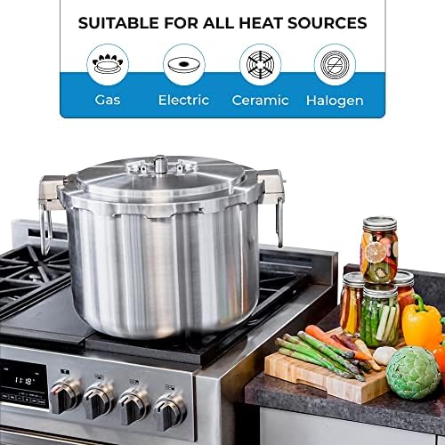 Buffalo 15 Qt Pressure Cooker Stainless Steel - Large Stove Top Canner | 15 Quart Pressure Canners for Canning - Easy to Clean Pressure Canning Pot with Lid - Can Cooker - QCP415