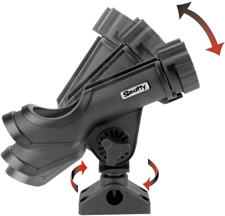 Scotty 0231-BK PowerLock Rod Holder, with 0244 Flush Deck Mounts, black | Adjustable, 360 Degrees of Rotation, Durable Construction