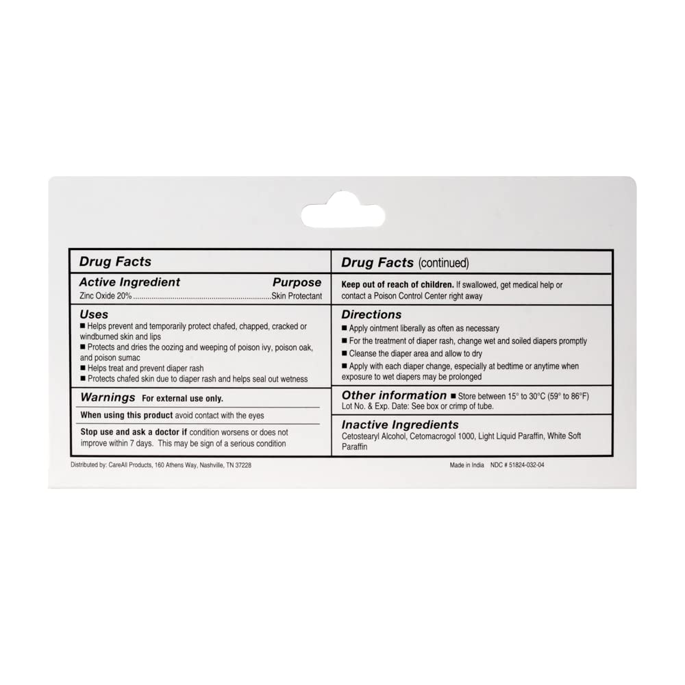 CareAll Zinc Oxide 20% Skin Protectant Barrier Ointment 2 oz (3 Pack), Relieves