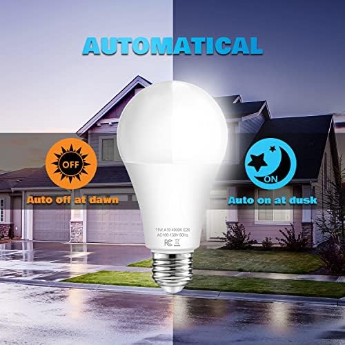 Dusk to Dawn Light Bulbs Outdoor, 11W Automatic On/Off Sensor Light Bulbs