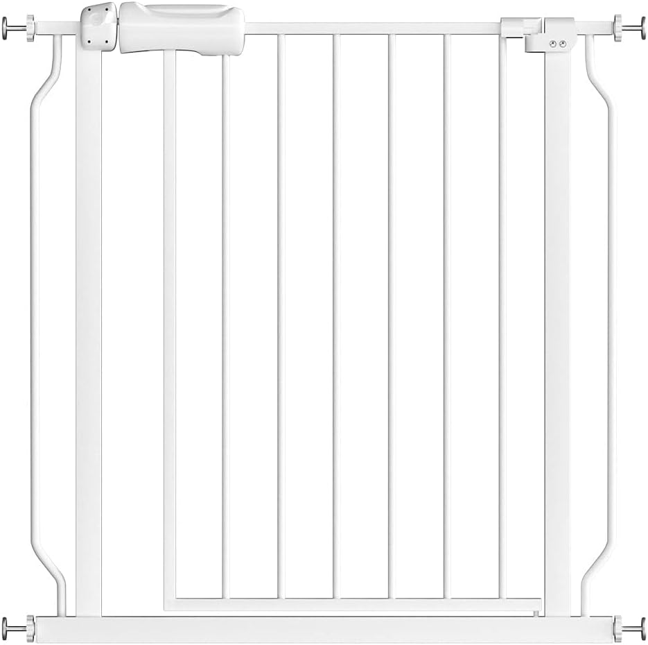 Fairy Baby Extra Wide Baby Gate for Doorways Auto Close Safety Gates for Bedroom, Fits 57.5 Inch to 62 Inch with Pressure Mounted Extention Kit, White | Pressure Mounted No Drill Pet Gate with Door, Heavy Duty Walk-Through Gate for Toddlers, Kids, Dogs,…
