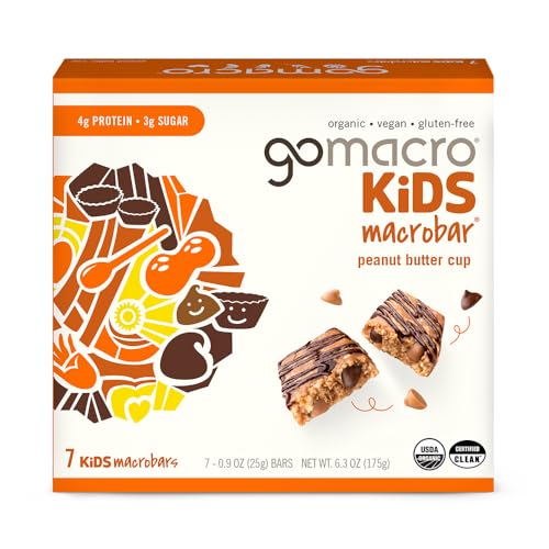 GoMacro Kids MacroBar Organic Vegan Snack Bars - Oatmeal Chocolate Chip Cookie (0.90 Ounce Bars, 7 Count)