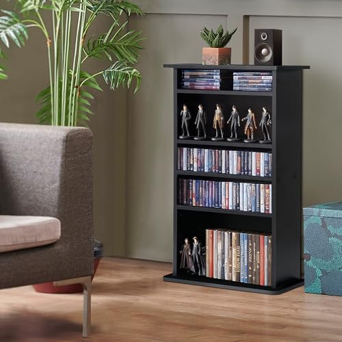 ZENY Multimedia Storage Cabinet DVD Rack Book Shelf Organizer Stand Audio Media Tower, 36" X 19" X 7" Black