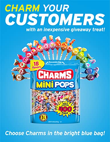 Charms Mini Pops Lollipops, Assorted Flavors, 400 Count (Pack of 1)