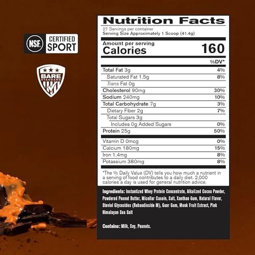 BARE PERFORMANCE NUTRITION, BPN Whey Protein + Casein Protein Powder Blend, Vanilla, 25g Protein per Serving Supports Lean Muscle Recovery