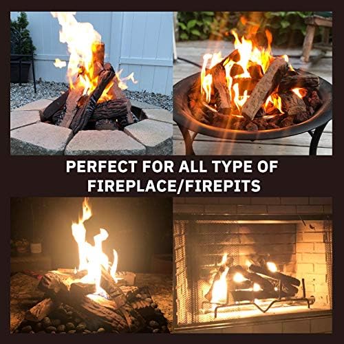 GASPRO Ceramic Logs for Gas Fireplace, 10-Piece Vented Faux Logs for Indoor Natural Gas Fireplace, Large Size