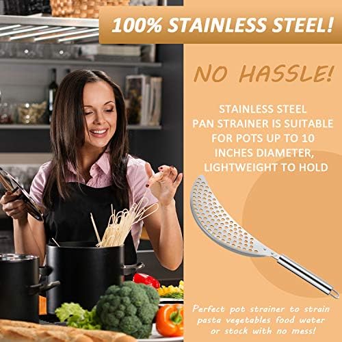 Boao 2 Pieces Pot Strainer with Handle for Pan,Fits Up to 10 in