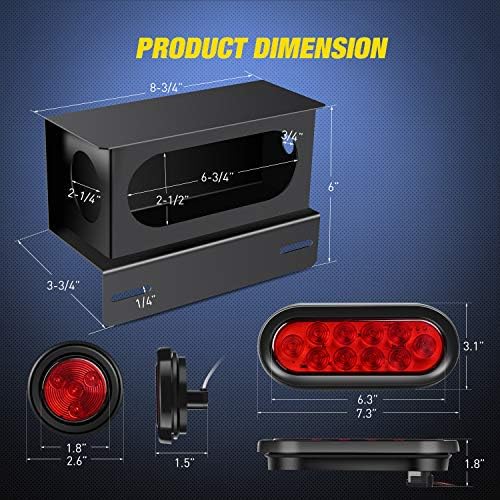Nilight Steel Weld-On Trailer Light Box Kit with 6 Inch Oval LED Tail Light