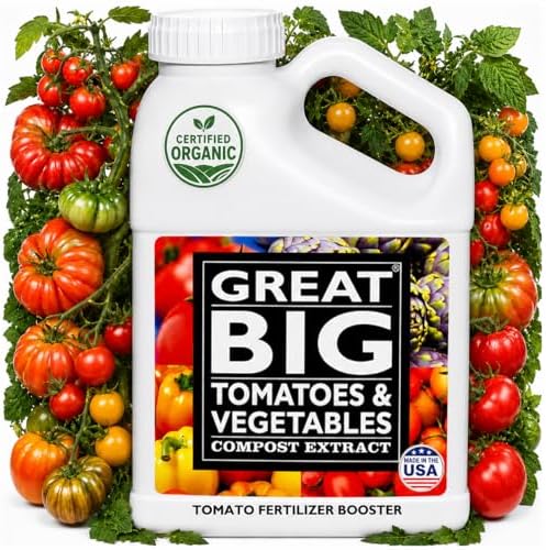 Great Big Tomatoes and Vegetables Liquid Fertilizer Booster - Organic Soil Conditioner, Liquid Compost Extract with Humic Acid, Fertilizer Activator for Big Vegetable Yields, 70 Minerals - 32 Ounce