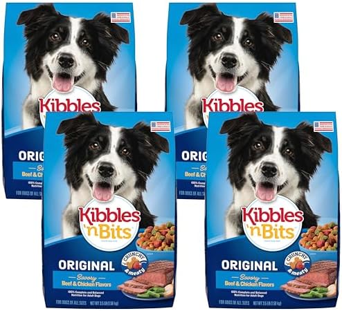 Kibbles 'n Bits Original Dry Dog Food, Beef & Chicken Flavors, 3.5 lb. Bag | Complete & Balanced Nutrition Formulated For Adult Dogs With Essential Vitamins & Minerals, Crunchy Kibble Pieces