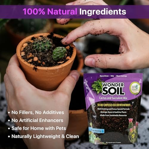 | Organic Cactus & Succulent Soil Mix (12 Quarts) | Fast Draining Living Coco Coir Loaded w/Nutrients | Ready to Plant Indoor/Outdoor Peat-Free