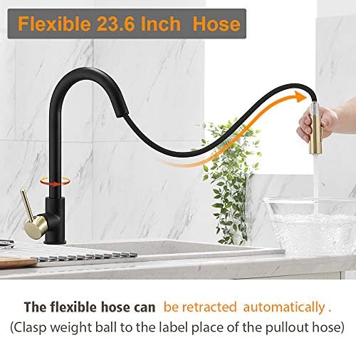 Hoimpro Kitchen Sink Faucet with Pull Out Sprayer, Rv Kitchen Faucet Pull Down Sprayer