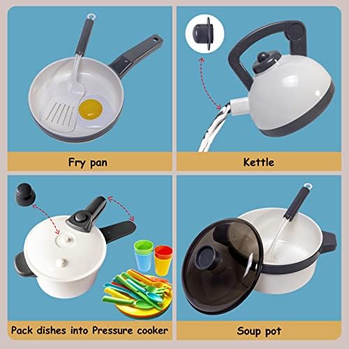 Kids Kitchen Toy Cookware Play Food Play Dishes with Pots Pans Accessories
