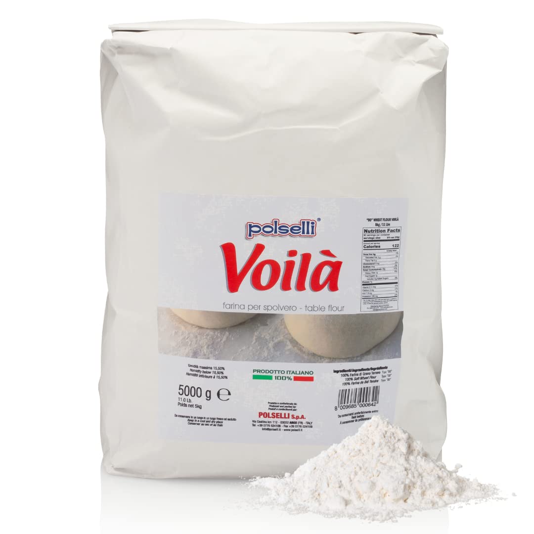 POLSELLI Voila, Spolvero "00" Table & Dusting Flour, Soft Wheat Flour, 5 kg