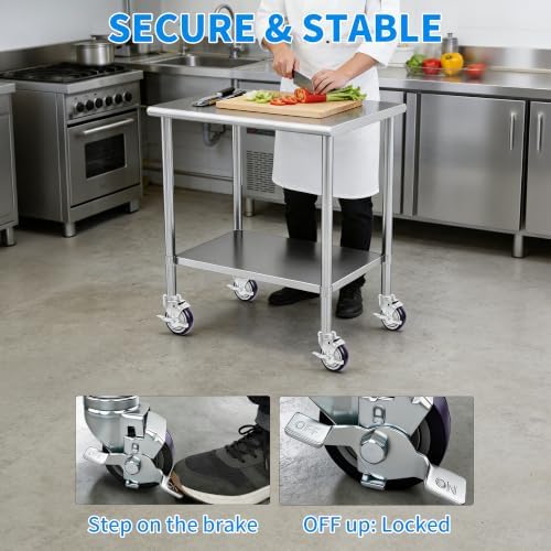 MySit 4 inch Work Table Caster Wheels for Commercial Kitchen Prep Tables