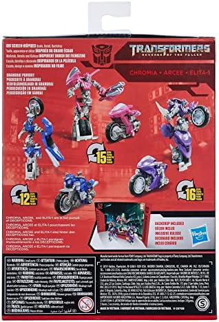 Transformers Toys Studio Series 52 Deluxe Revenge of The Fallen Movie Arcee Chromia Elita-1 Action Figure 3 Pack, 4.5"