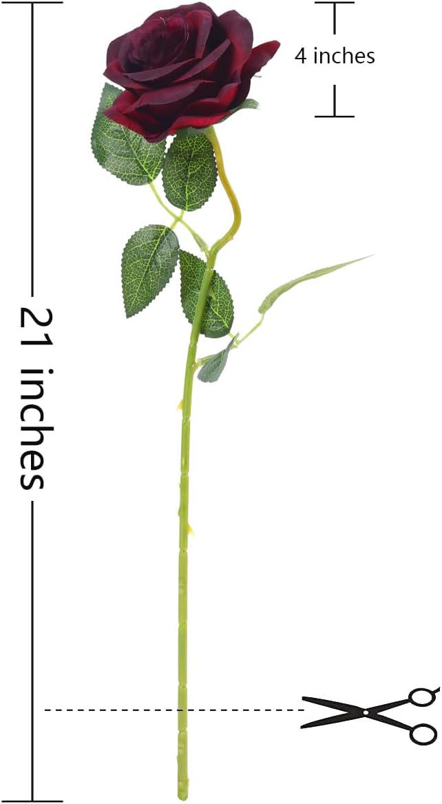 12 PCS Artificial Flowers Roses Silk Flowers Fake Long Stem Artificial Roses for Home Wedding Decorations (Yellow)