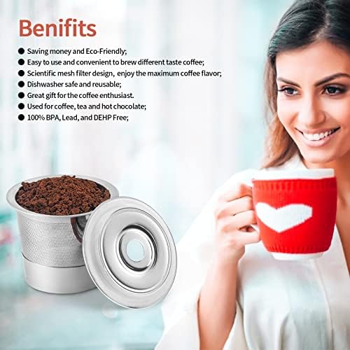 SUS304 Reusable Refillable K Cup Pod Filters, Fits Keurig 1.0 & 2.0 Brewers