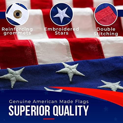 American Flag Made in USA | American Flags for Outside 3X5 | Premium US Flag 3X5 Heavy Duty Outdoor with Embroidered Stars and Sewn Stripes.