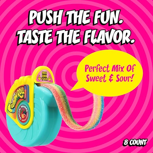 Push Pop Gummy Roll Candy Gummies 8 Ct Individually Wrapped Gummies