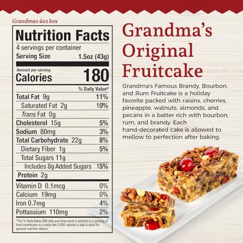 Beatrice Bakery Co. Original Fruitcake, Grandma's Old Fashioned Fruit and Nut Freshly Made, Brandy, Bourbon and Rum Fruitcake, Est. 1917 (32 oz Box)