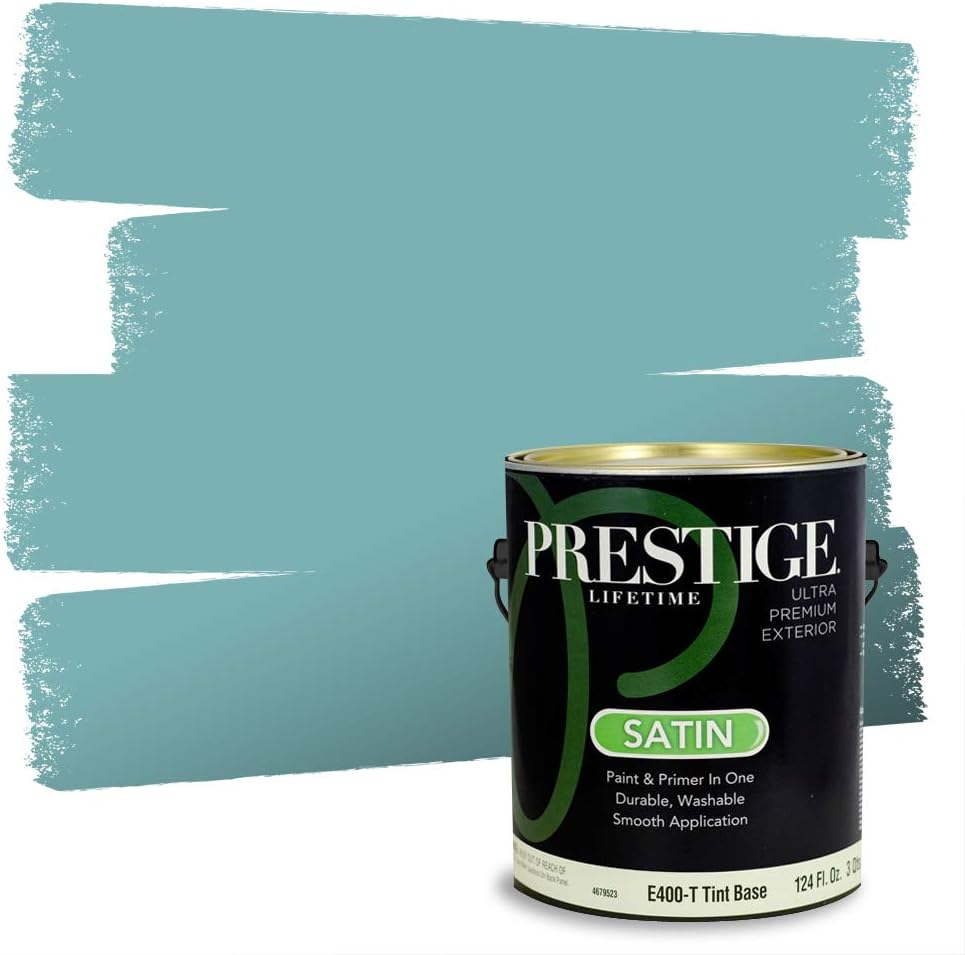 PRESTIGE Paints E100-T-SW6241 Exterior Paint and Primer in One, 1-Gallon, Flat, Comparable Match of Sherwin Williams Aleutian, 1 Gallon, SW18-Aleutian