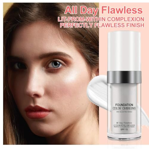 TLM Colour Changing Liquid Foundation Hides Wrinkles & Lines, BB Cream Makeup Base Concealer Cover Moisturizing Fluid for all Skin Tone SPF15