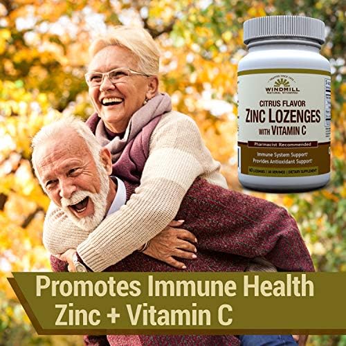 Windmill Health Natural Vitamins Zinc Lozenges with Vitamin C Honey Lemon Flavor, Immune System Support, Provides Antioxidant Support