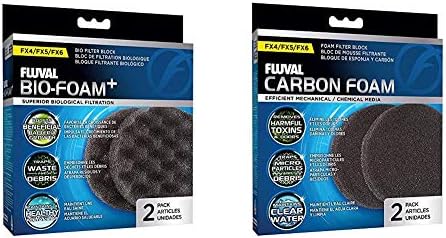 Fluval FX4/FX5/FX6 Aquarium Filter Media Bundle, Bio-Foam and Carbon Foam, Replacement Filter Media
