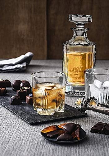 Godinger Clarion Square Whiskey Decanter with Glass Stopper for Wine, Bourbon, Brandy, Liquor, Juice 25 oz, Perfect for Engraving