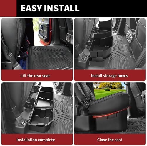 YITAMOTOR Rear Under Seat Storage Fit Ford 2015-2026 F150 & 2017-2026 Super Duty SuperCrew/Crew Cab