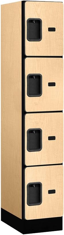 Salsbury Industries Four Tier Designer Wood Locker, Mahogany, 6' 3" x 18"