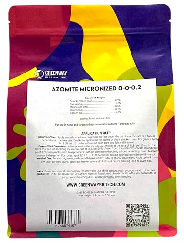 Greenway Biotech, Inc. Azomite Rock Dust Volcanic Ash Organic Fertilizer with Micronutrient & Trace Minerals- Natural Mineral Soluble Plant Fertilizers for Enhances & Increases Crop Yield (1 Pound)
