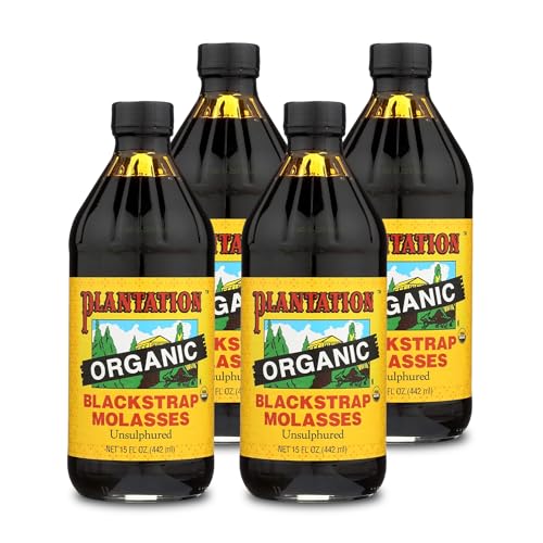 Plantation Organic Blackstrap Molasses 15 oz – USDA Organic Unsulphured Blackstrap Molasses, Natural Sweetener for Baking, Cooking & Beverages