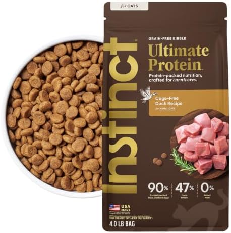 Instinct Ultimate Protein Dry Cat Food, Cage Free Chicken, 4 lb. Bag | Protein-packed recipe, 95% protein from real chicken, probiotics, omegas & antioxidants for digestive, coat & immune health