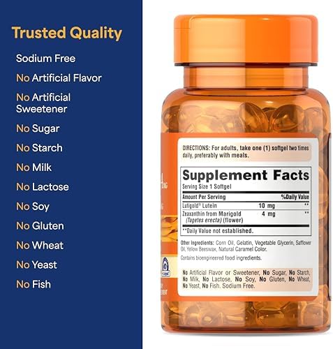 Puritan's Pride Zeaxanthin 4mg with Lutigold™ Lutein 10mg Carotenoids