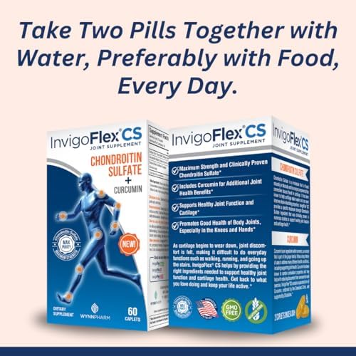 INVIGOFLEX® CS - Chondroitin Sulfate with Turmeric Curcumin Non GMO for Knee, Hand, Back & Hip Premium Joint Supplement